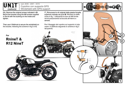 Pantalla BMW R12 NineT con soporte GPS