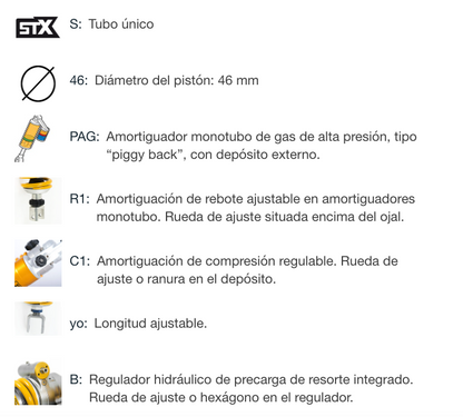SUSPENSION OHLINS BMW R NINET ALTURA STANDARD STX 46 BM 450